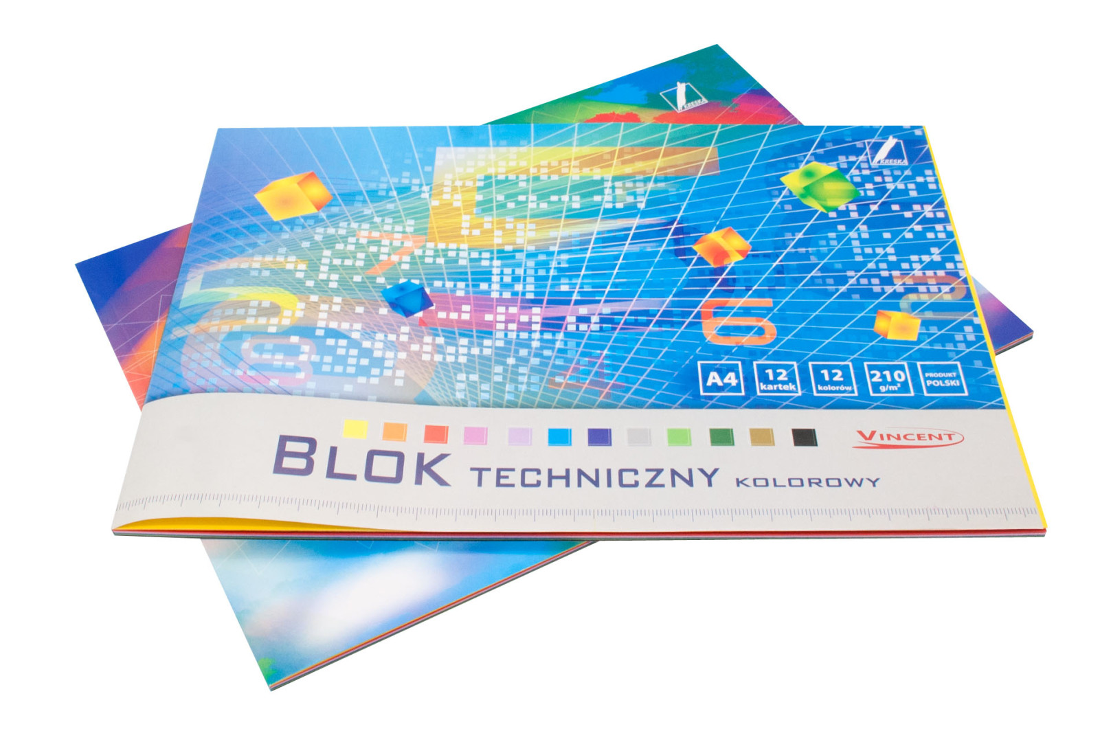 Blok techniczny A4/12 kolorowy 210g Vincent Kreska